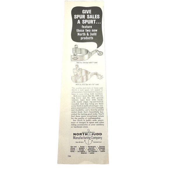 Other - 1966 North & Judd Spurs Vintage Print Ad Western Cowboy Cutting Horse